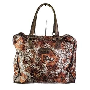 Vtg Kathy Van Zeeland Weekender Animal Print Carry On Travel Bag Safari Large